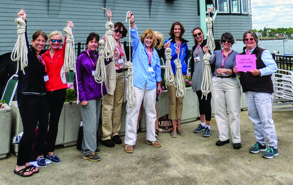 Women get hands-on line throwing lesson at the NWSA Women’s Sailing Conference. © womensailing.org