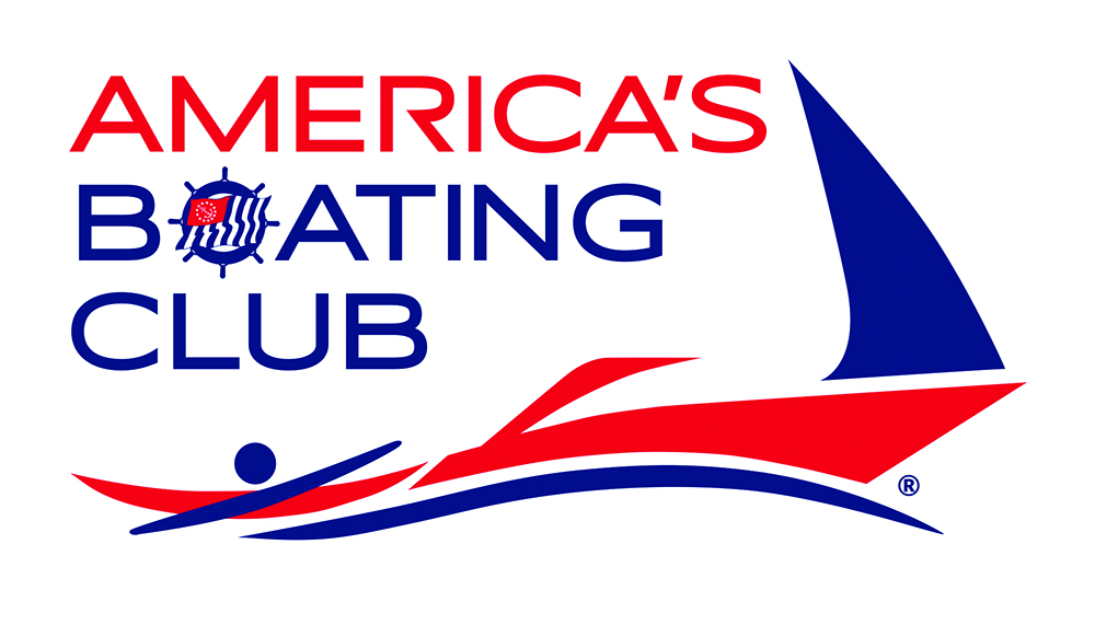 The America’s Boating Club logo depicts a kayaker merging into a powerboat merging into a sailboat.