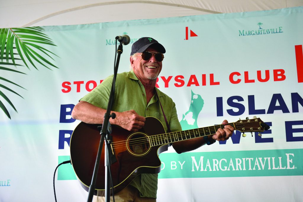 Sailors at the first edition of Block Island Race Week presented by Margaritaville were treated to a surprise performance by the King of Margaritaville, Jimmy Buffett. © Allen Clark/PhotoBoat.com